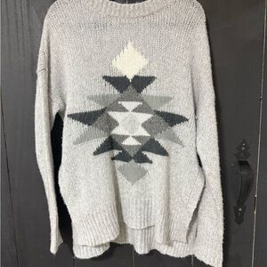 aerie Light Gray Cozy Knit Crewneck Sweater